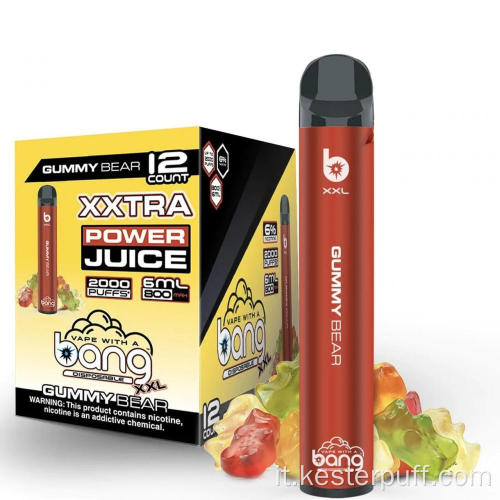 Bang xxl 2000 sbuffi succo di vaporizzazione usa e getta aromatizzato